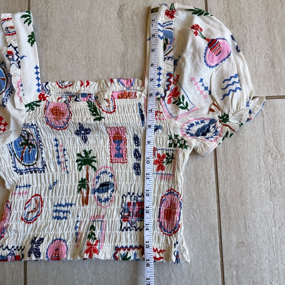 NWOT Monteau Los Angeles Euro Summer Linen Blend Crop Top - Picture 4 of 4